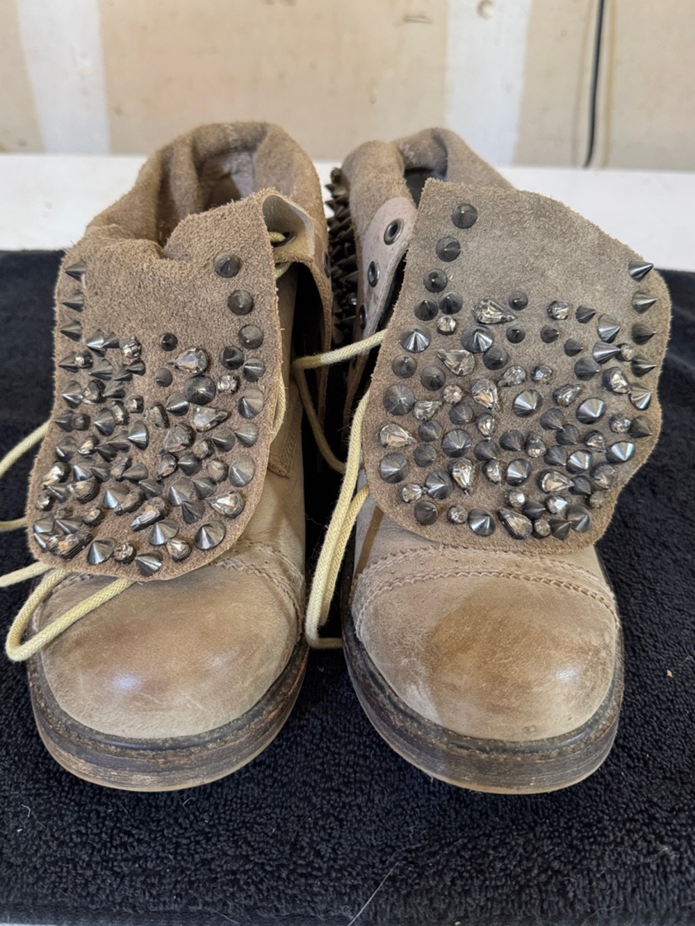 ZIGI girl Taupe Suede Ankle Booties with Stud Embellishments